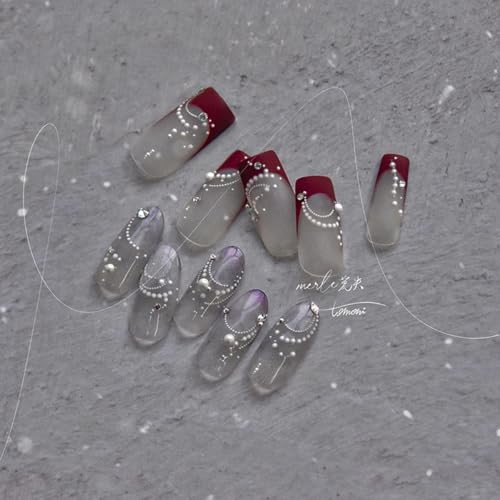 White Pearl Chain Nail Art Stickers Decals 5D Embossed Nail white peral chains