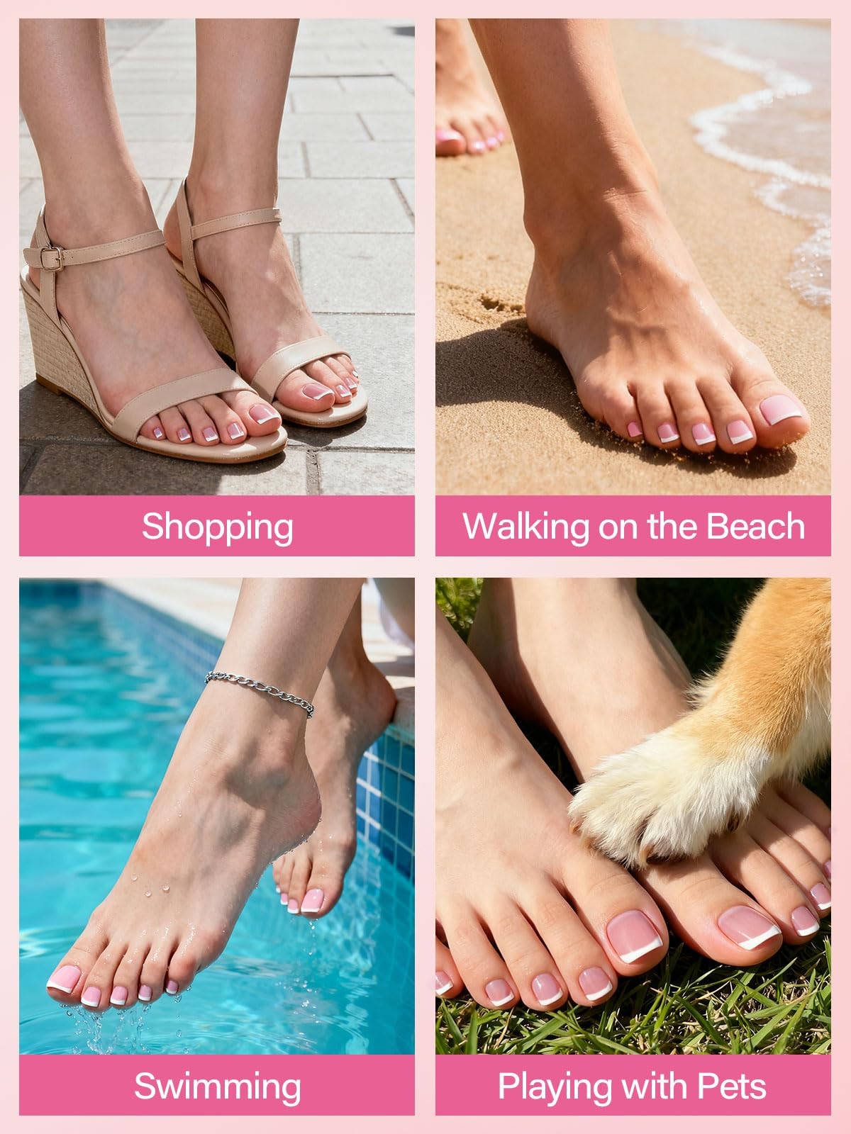 Press On Toenails French Tips, 150 Pieces Short Toe Nail Tips