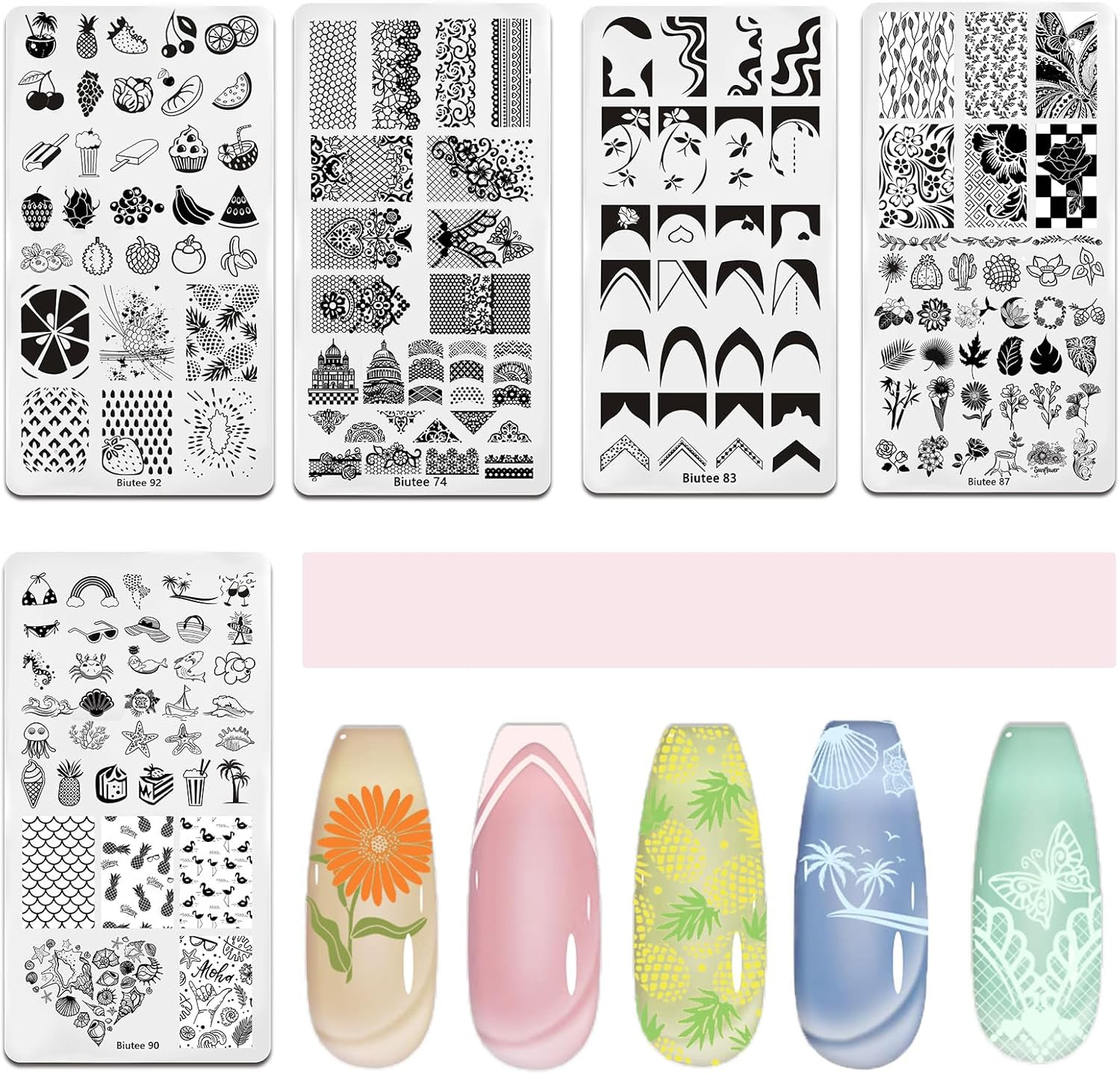Nail Art Stamping Plates Set 10PCS French Line Stamp Templates, Nail Stamping Ki