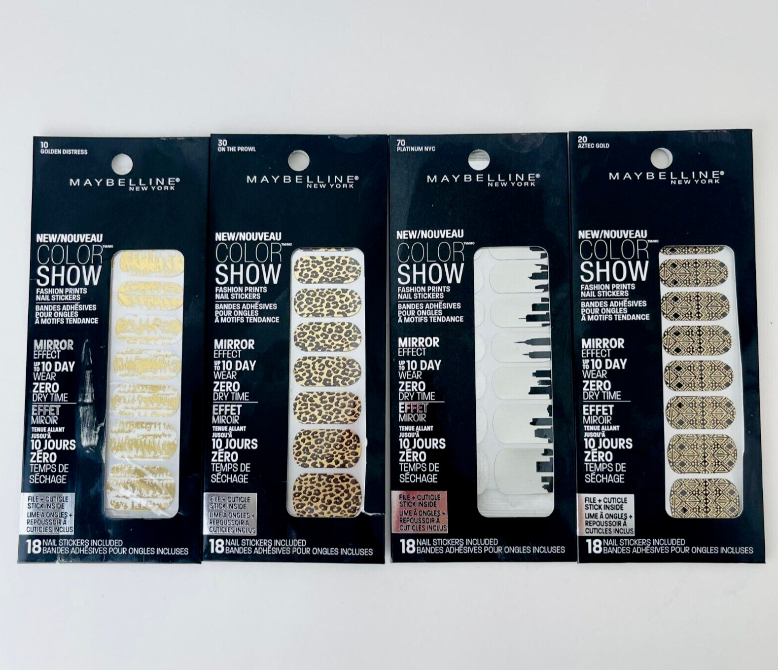 Lot of 4 Maybelline New York Nail Stickers Included Bands Adhesive Mirror Effect