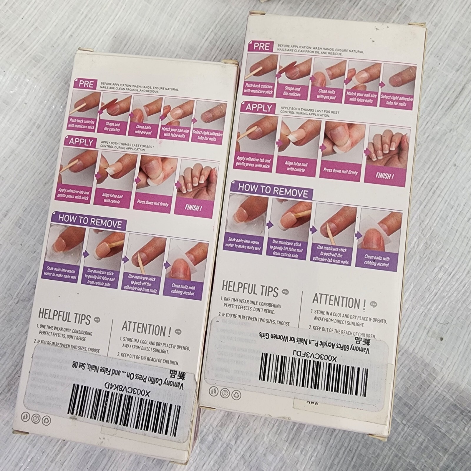 Vamony Press on Nails Salon Quality Fun Nail Art, No Glue Needed, Pack of 2