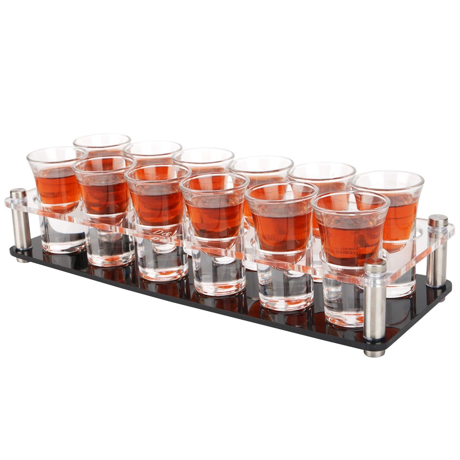 D&Z 1 Ounce Shot Glass Set with Tray, 12 Shot Glasses for Tequila/Vodka/Whisk…