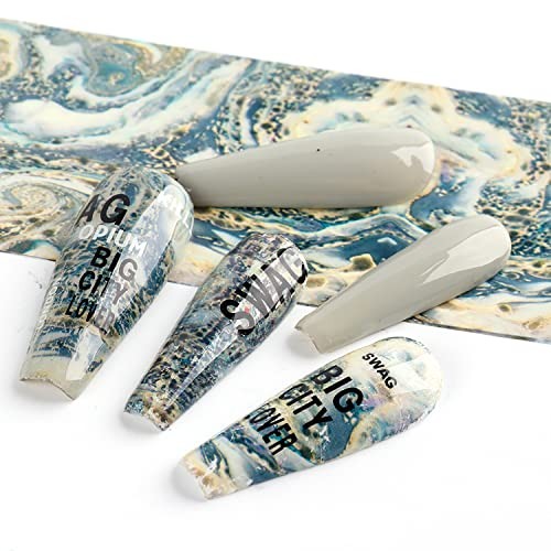 Marbling Nail Foil Transfer Stickers Decals, 10 Sheets Marble Pattern Nail
