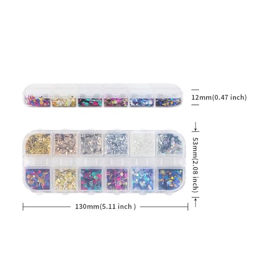 12 Grids Polka Dot Round Sequins Mixed with Colorful Nail Art colorful -9