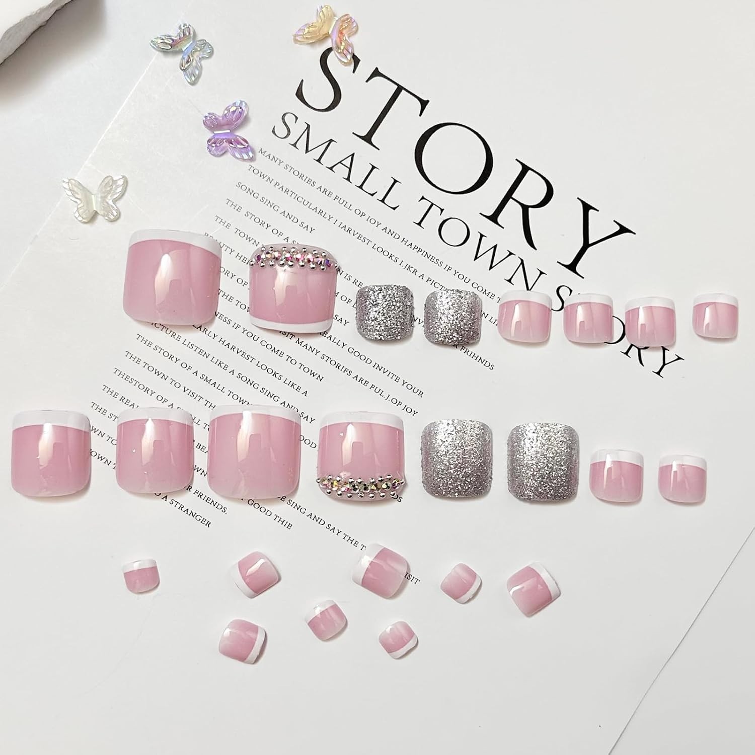 Full Cover Acrylic Press On Toenails Easy Application Glossy Finish for Women