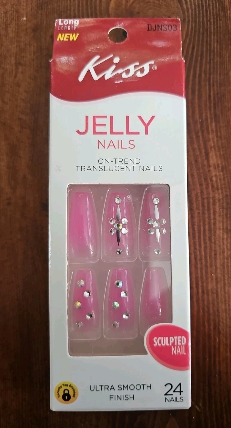 KISS DJNS03 Jelly U Nails 24ct Ultra Smooth Finish Sculpted Nail Long Length NIB