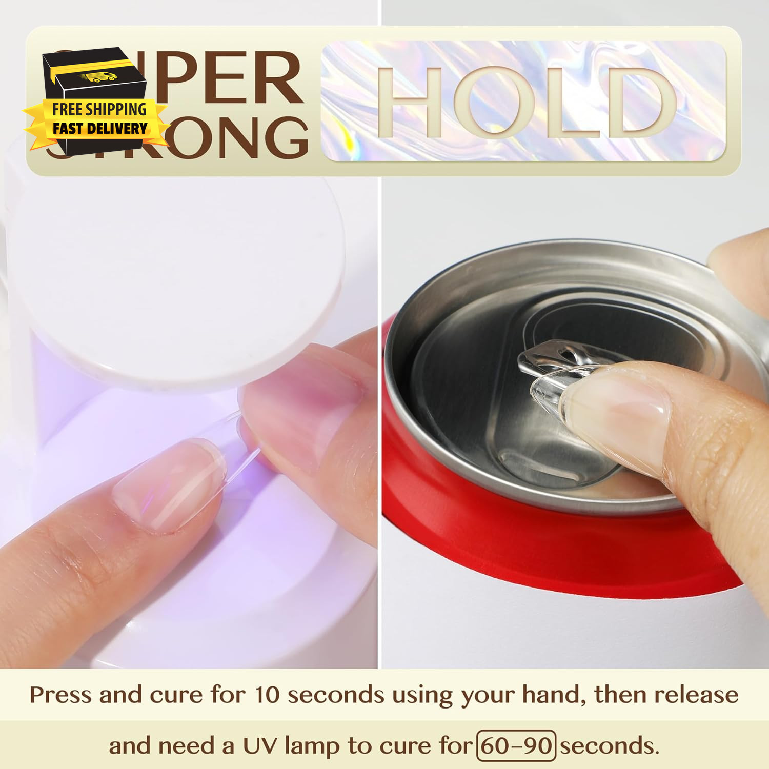 6 in 1 Gel Nail Glue for Clear Acrylic Nails Tips, 15Ml UV Nail Glue Long Lastin