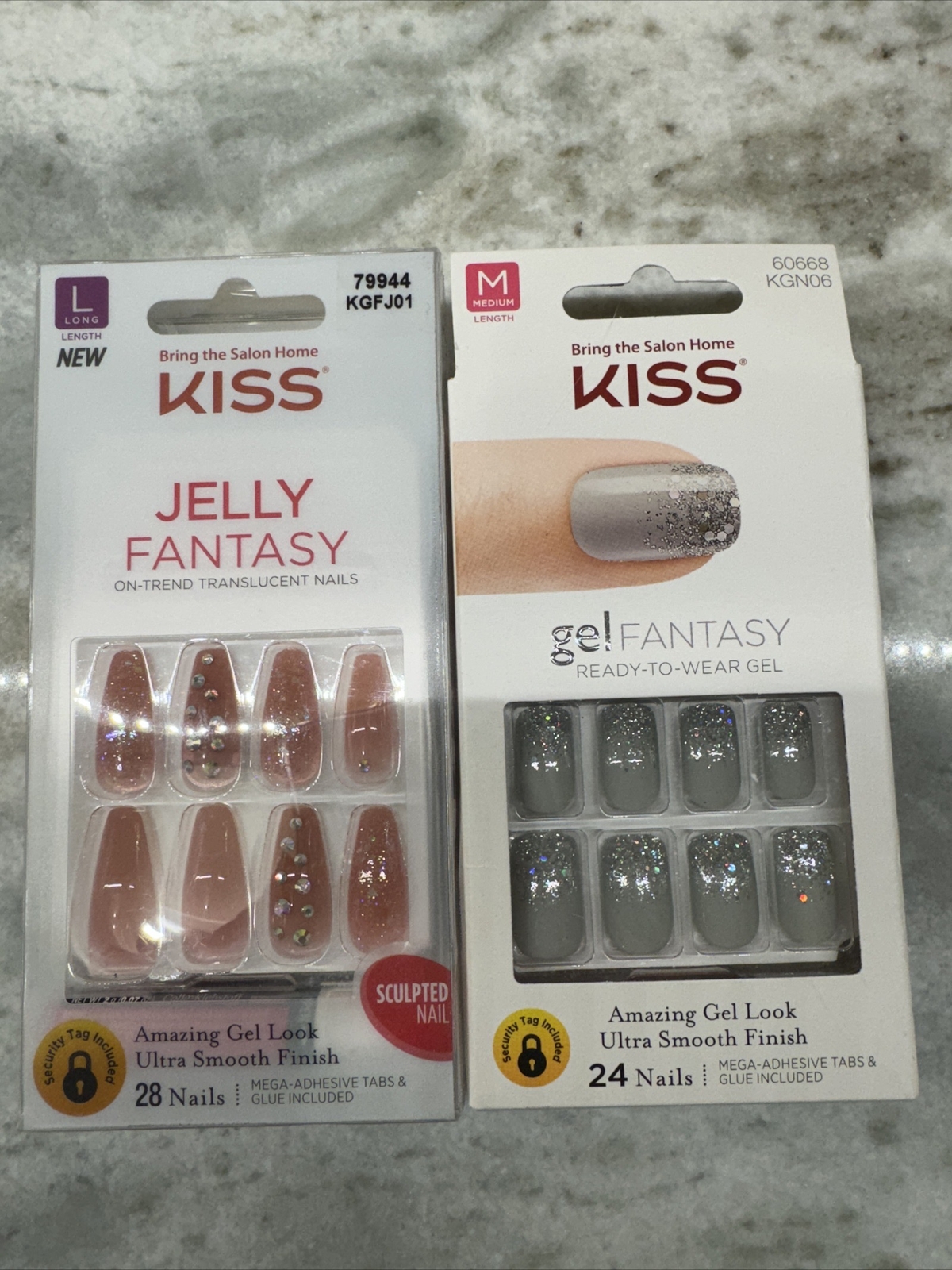 Kiss Nails Jelly Fantasy Press Glue Manicure Long Gel Stiletto Nude Pink Sculpt