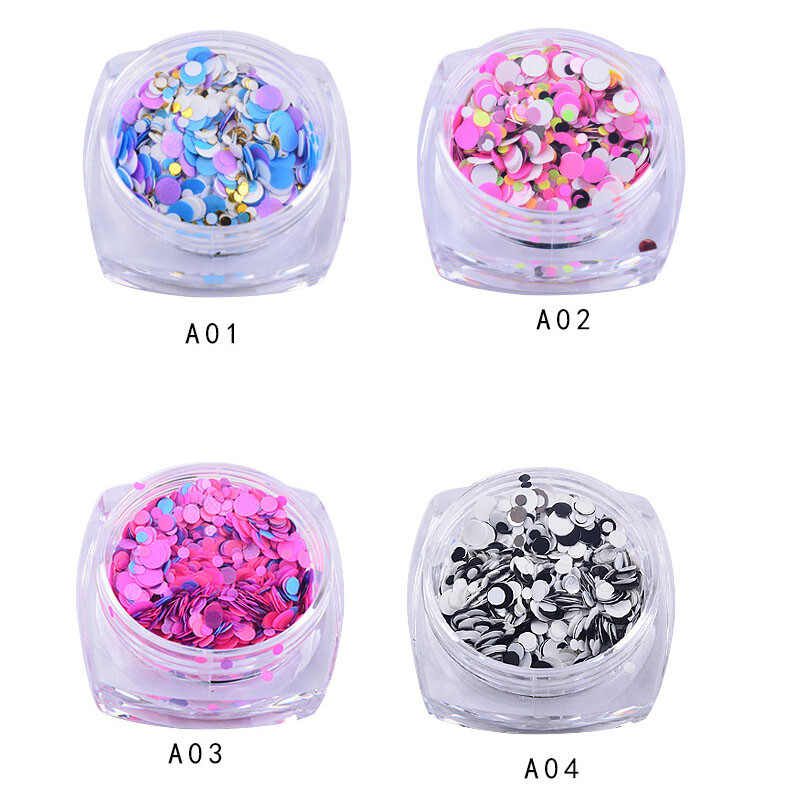 12 Colors Round Nail Glitter Flakes 1/2/3mm 3D Sequins Paillette Decor DIY Tips