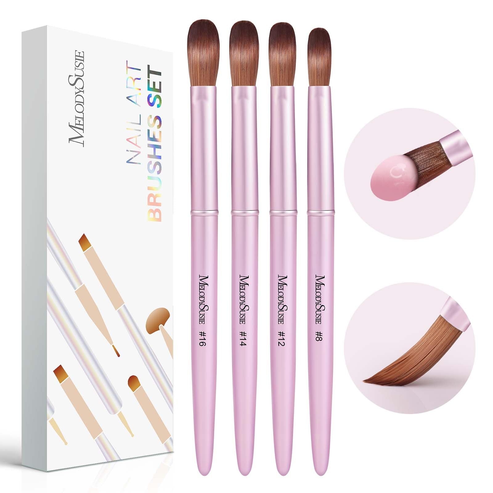 MelodySusie Acrylic Nail Brush Set 8 12 14 16 Rose Gold Pink