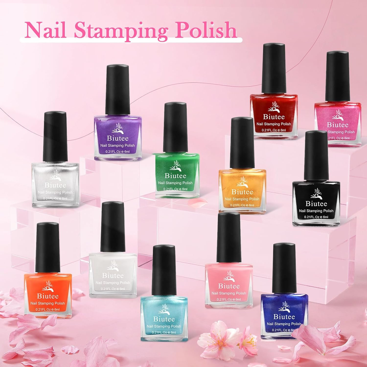 Nail Stamping Polish 12 Colors 6ML for Stamping Plates Air Dry with Gift Box