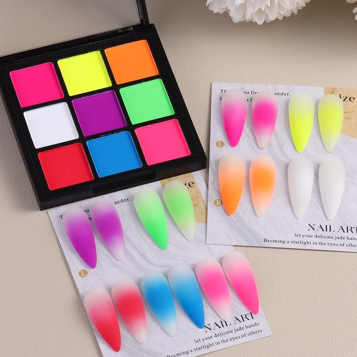 Neon Nail Pigment Palette, 9 Colors Solid Neon Nail Phosphor Fluorescent Nail…