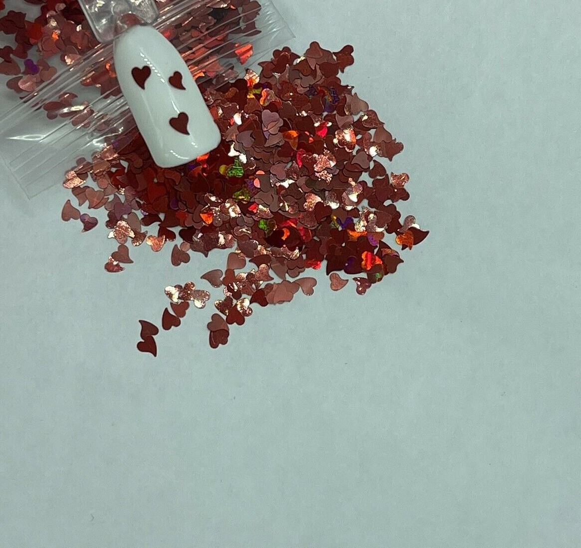 Valentine’s Holographic Red Heart Nail Glitter | 1 TSP | Nail Art & Acrylic