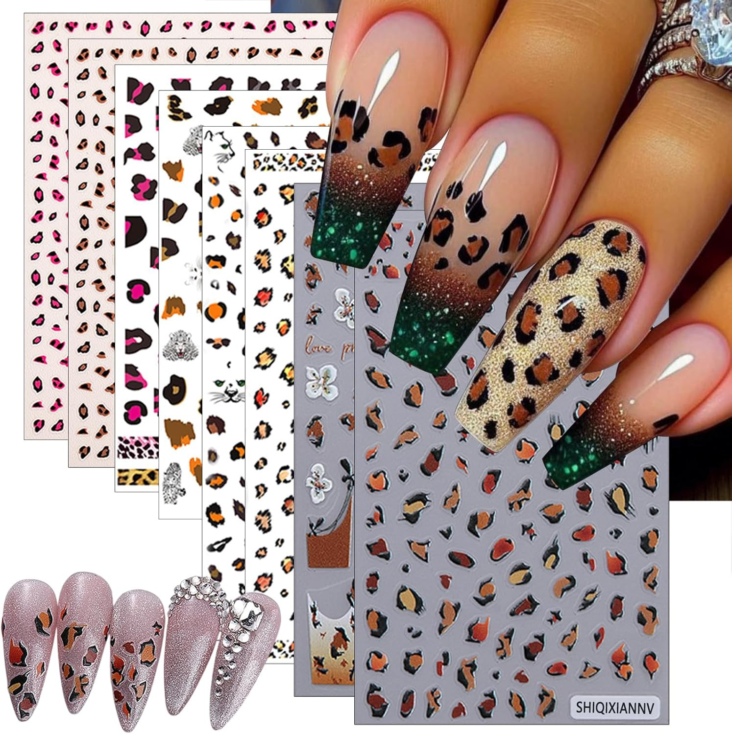 3 Sheets Summer Fruit Nail Art Stickers 5D Self-Adhesive Shell Light Embossed Le
