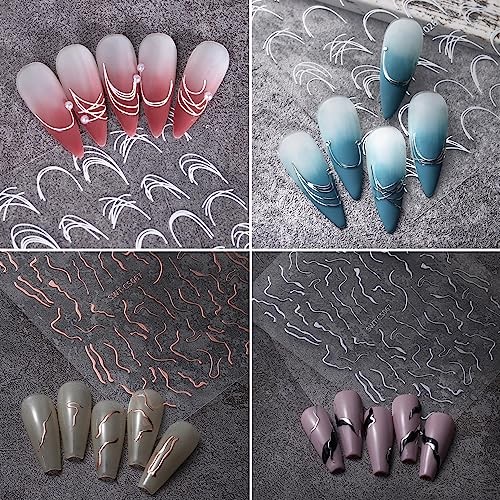 Nail Art Stickers, French Stripe Nail Decals 3D French Tips Stickers Nail Line