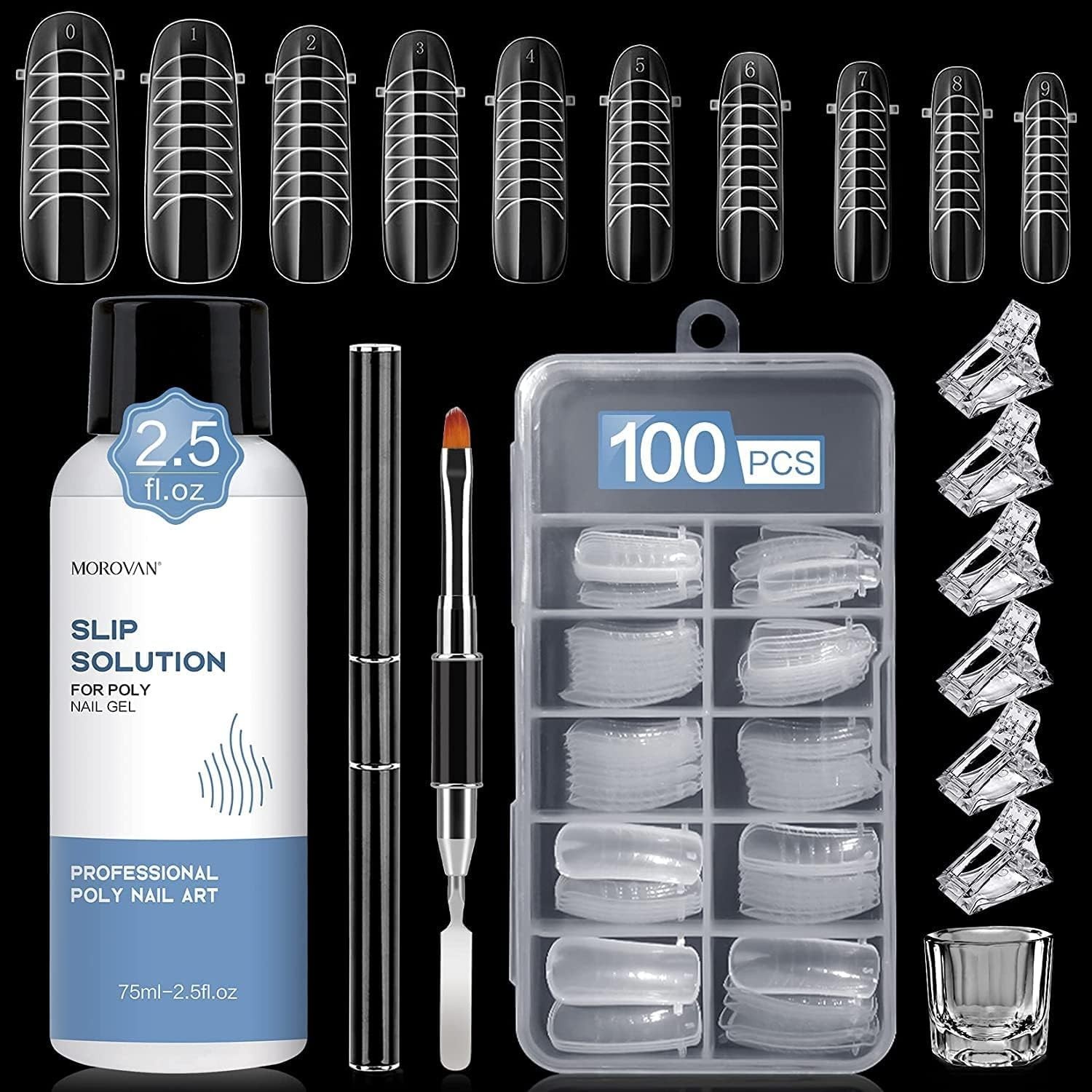 Odorless 2.5 OZ Nail Slip Solution Kit: 100 Dual Forms for Perfect Extensions