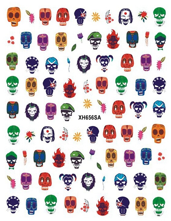Skull Halloween Nail Decal Sticker Pumpkin Vampire Evil Eyes Lips Spider Witch