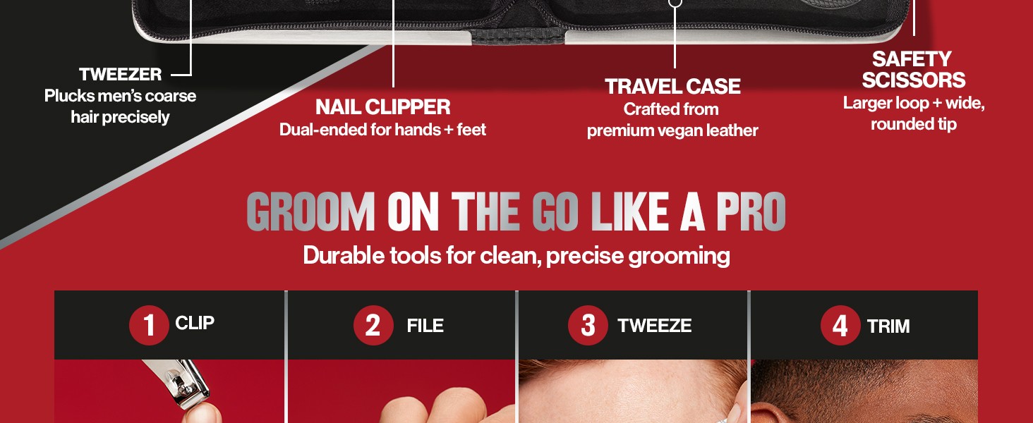 Men’s Grooming Kit, 5-Piece Travel entials Set, Includes Nail