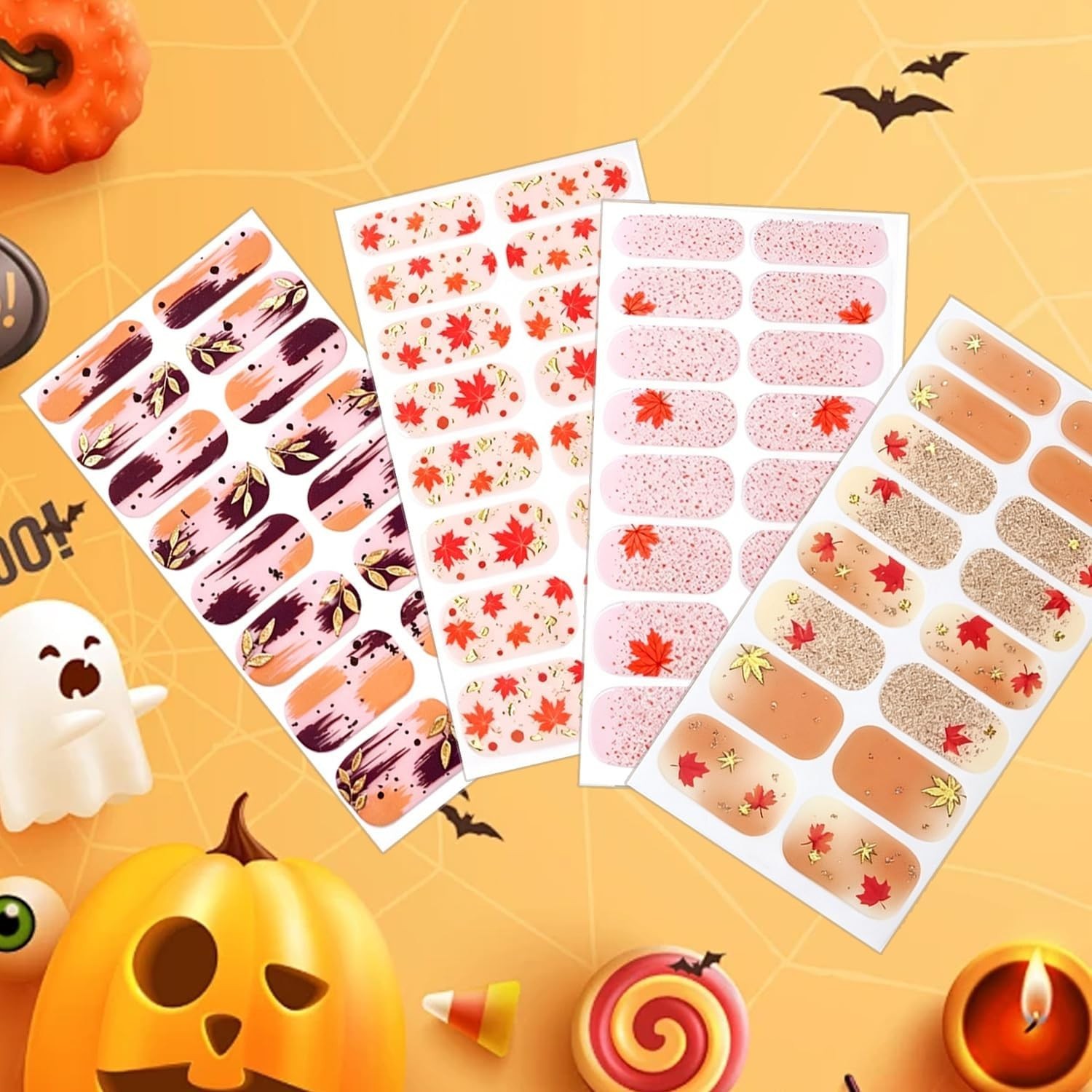 Autumn Nails Wrap Stickers Maple Leaf Nail Polish Stickers | Fall Nail Polish…