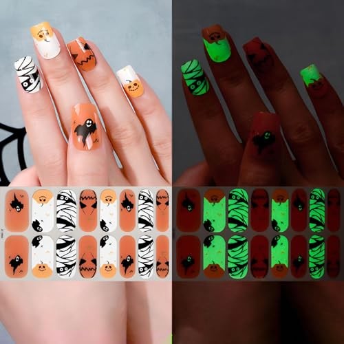 6 Sheets Halloween Nail Wraps Full Stickers Nail Polish Strips, DIY Self