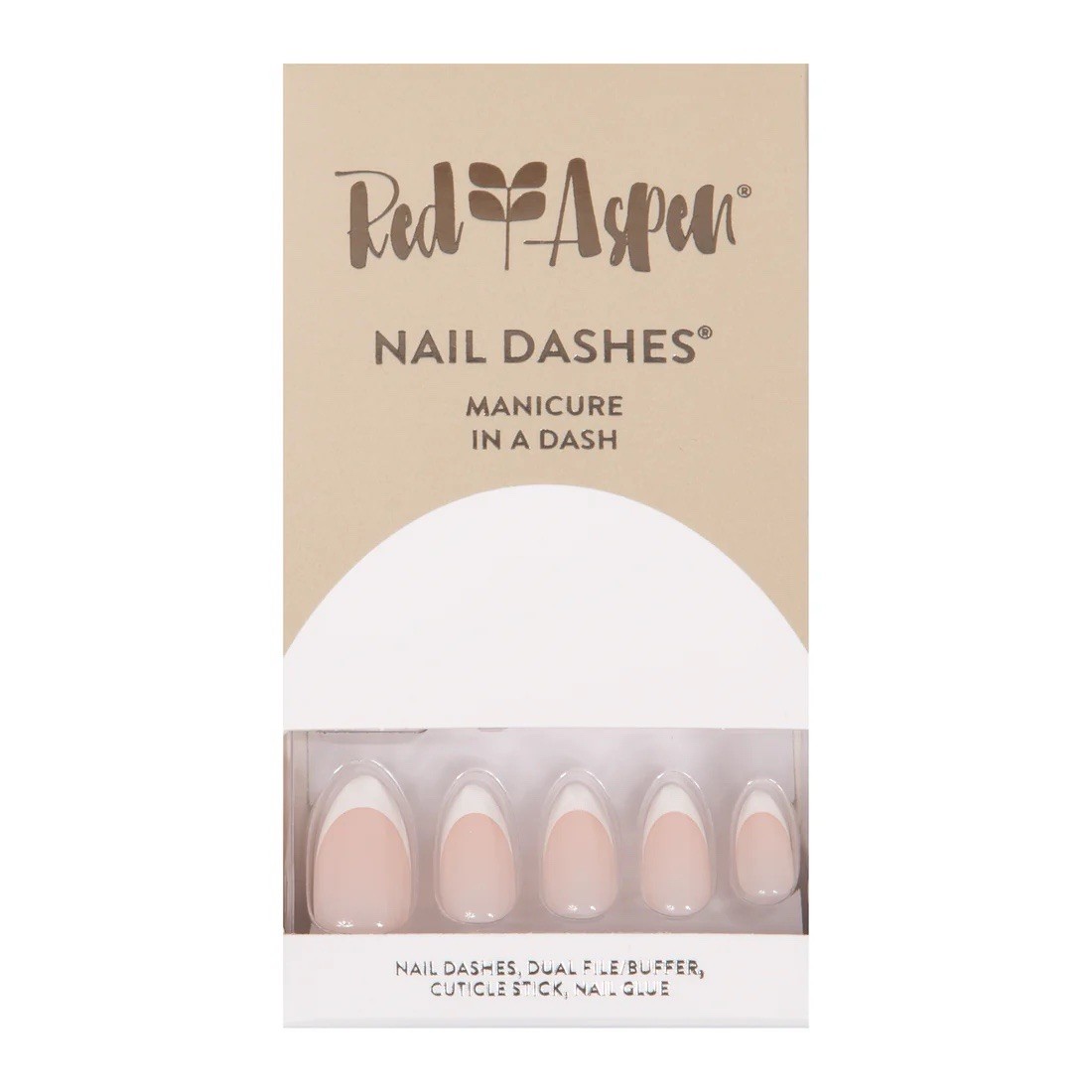 RED ASPEN Press On Nails Classic French Tammy Nail Dashes Almond French Manicure
