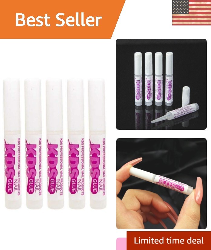 Durable 5-piece Nail Glue Set – Fast Drying Adhesive for Acrylic Tips 0.07 oz