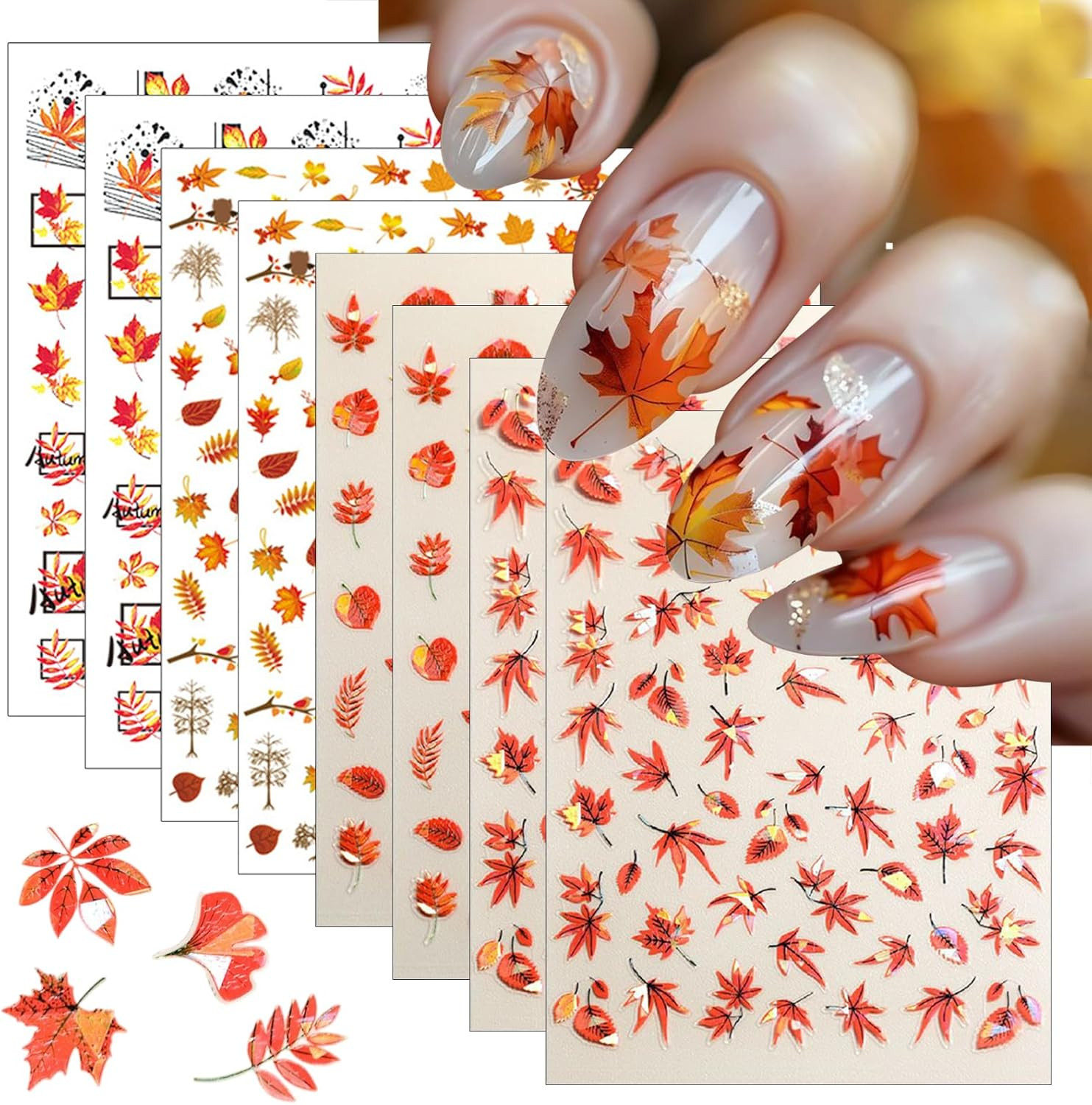 3 Sheets Summer Fruit Nail Art Stickers 5D Self-Adhesive Shell Light Embossed Le