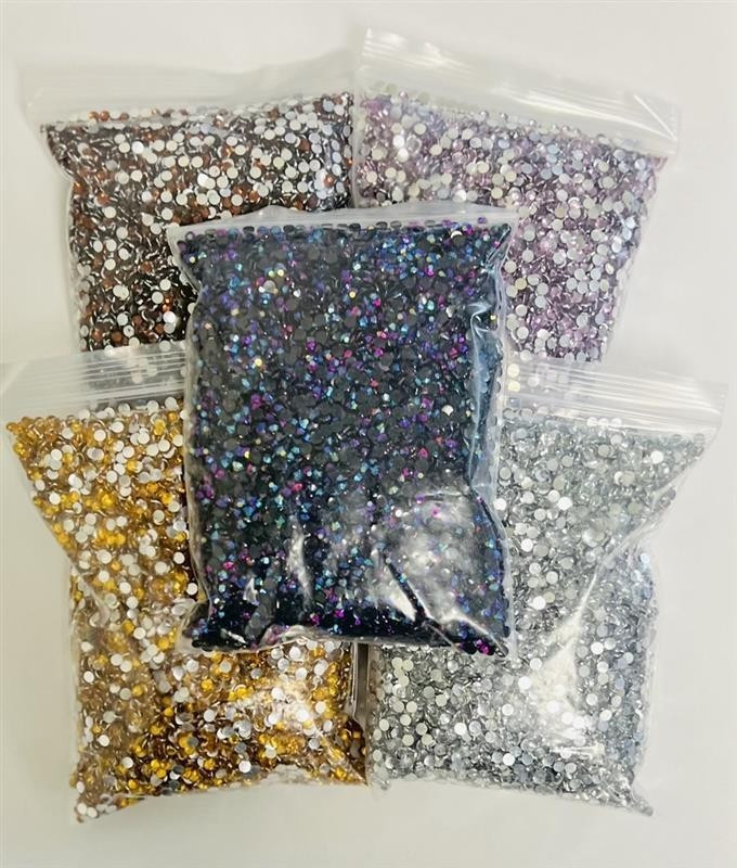 5 Pack Multicolor 3mm Round Flat Back Crystal Resin Rhinestones Crafting Gems
