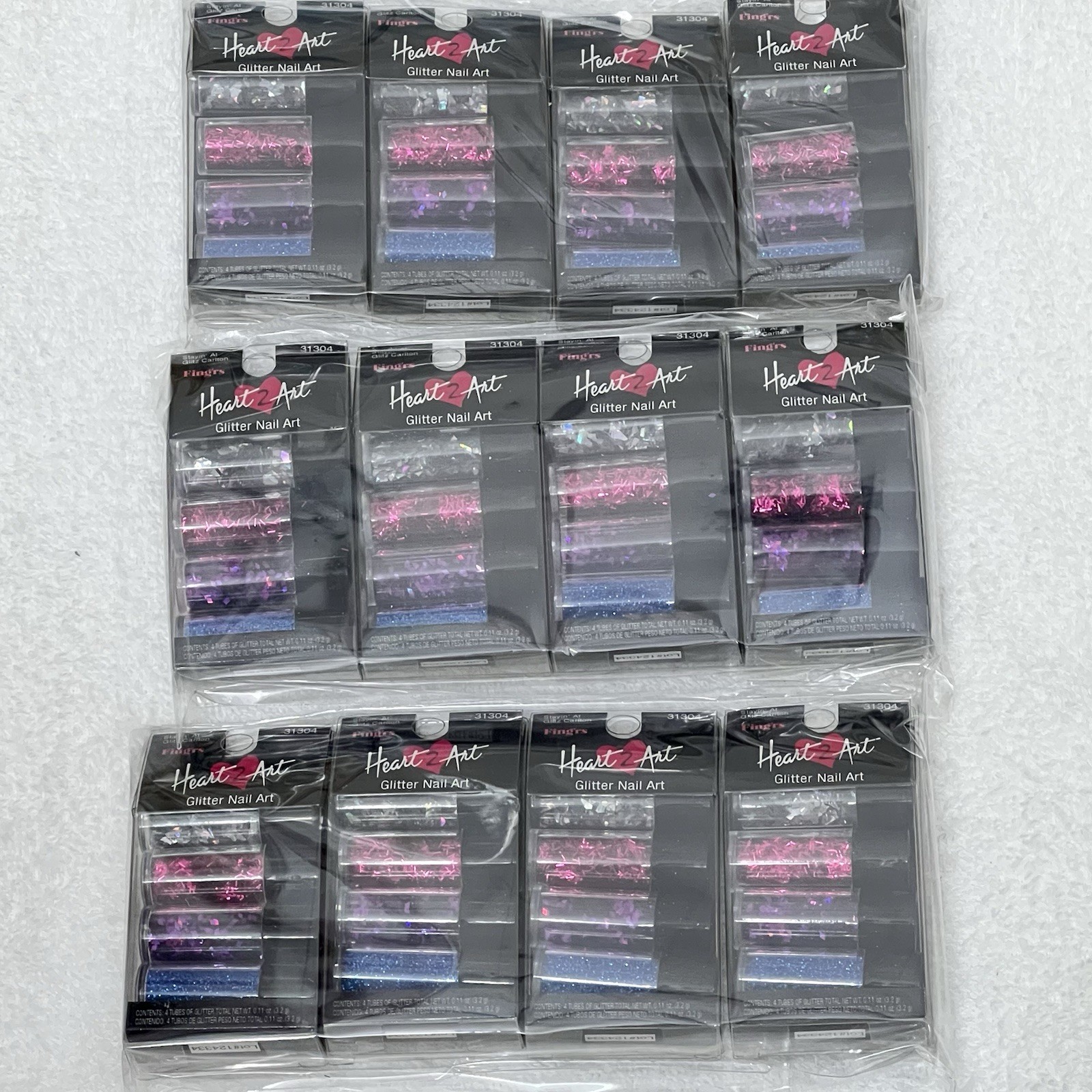 12 PACK Fing’rs Heart 2 Art Glitter Nail Art 31304 Stayin’ at Glitz Carlton NOS