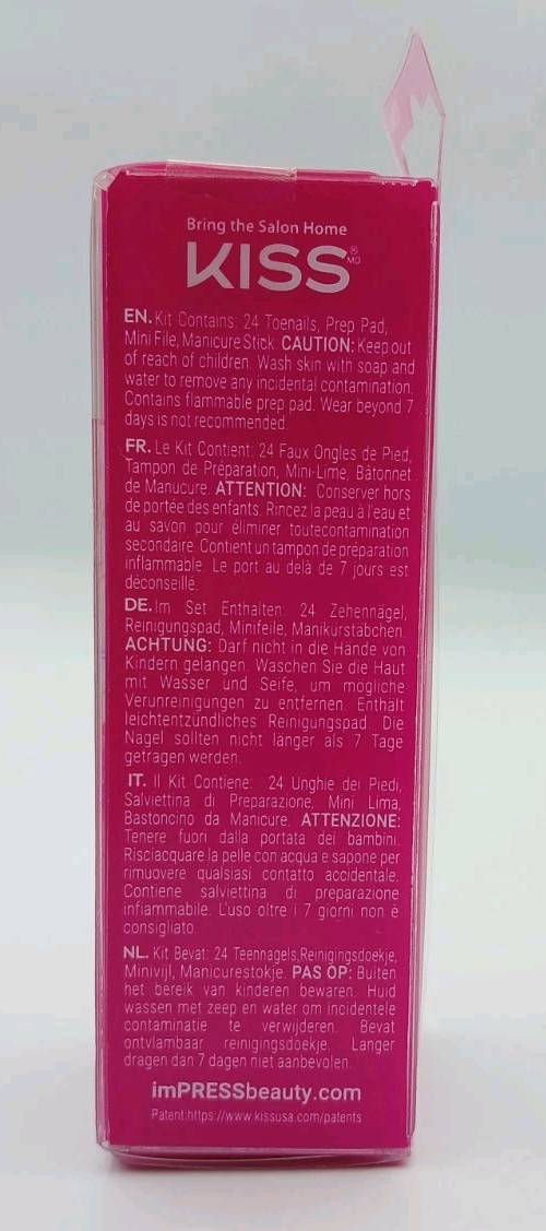 ImPress Womens Sweet As Honey Pink Press On No Glue Pedicure Toenails