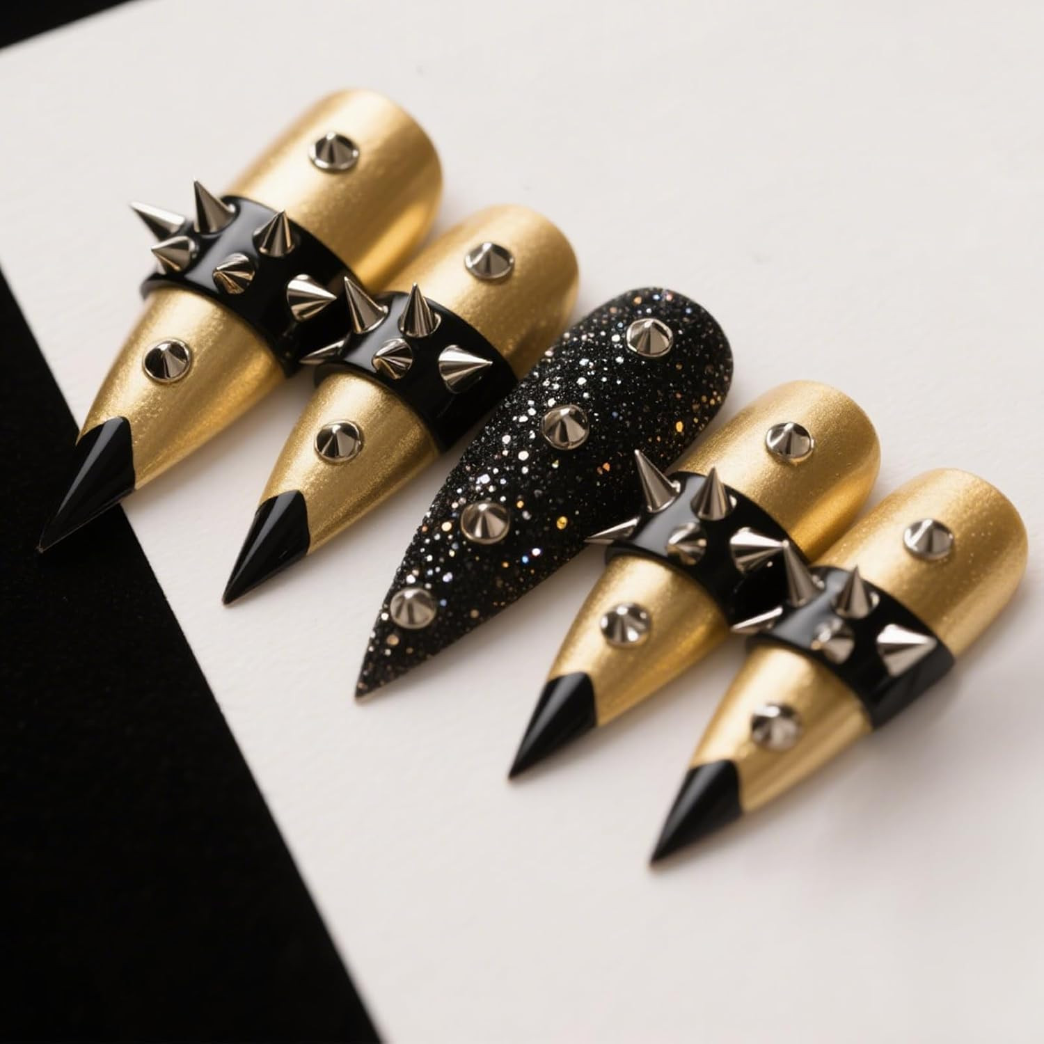 3D Mini Metal Punk Nail Art Studs 6 Grids Mixed Sizes Punk Rivet Nails Charm for