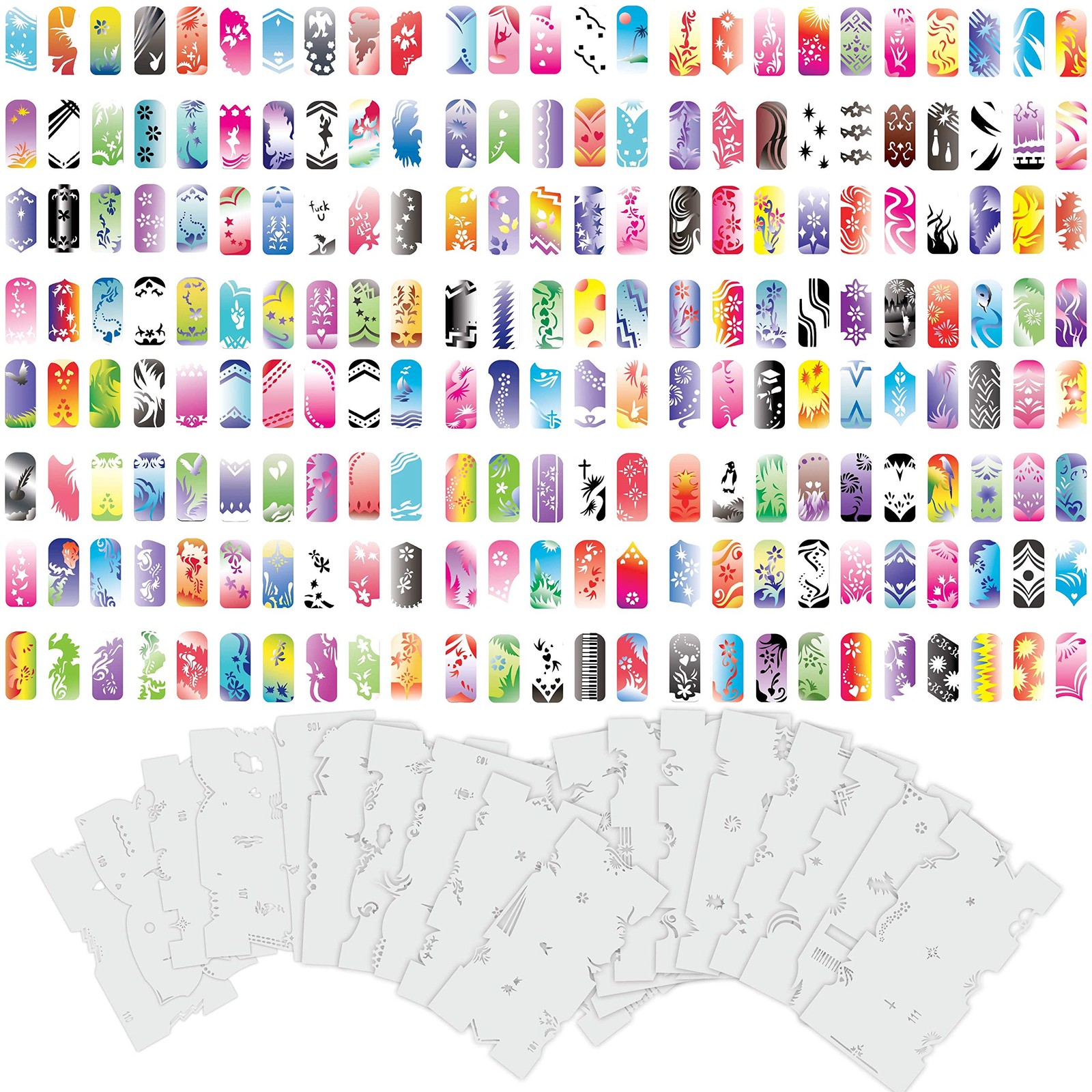 Airbrush Nail Stencils – Nail Art Stencils Set #6: 280 Unique Designs from 20…