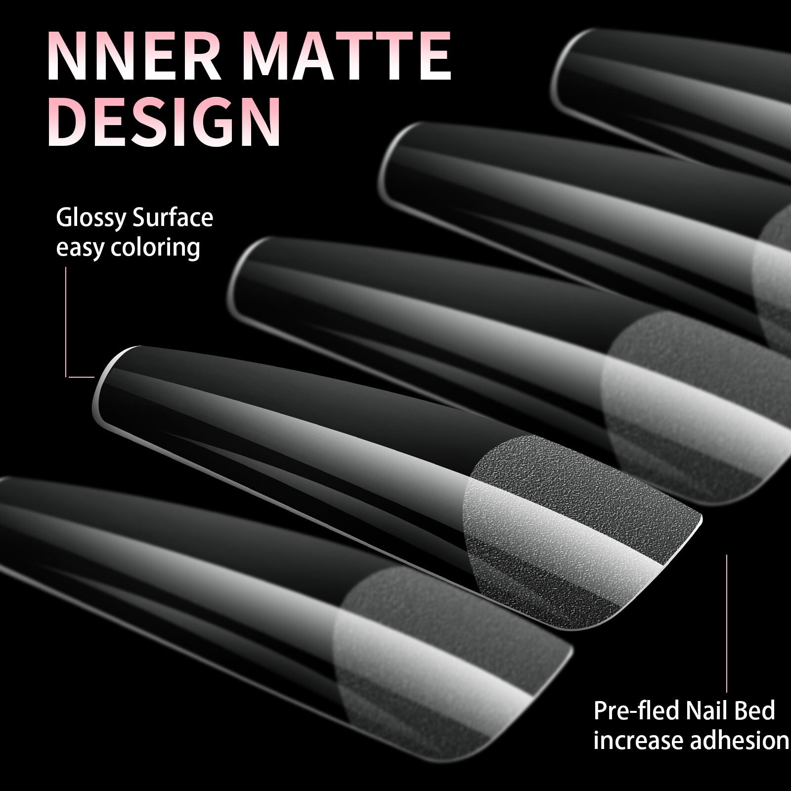 240 Pcs XXL Half Matte Extensions Nail Tips Square Coffin Soft Gel Tips Clear