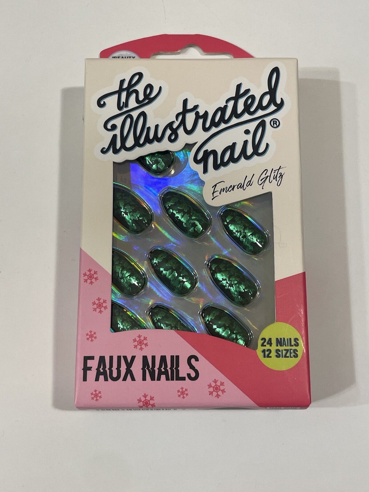 The illustrated Nail Emerald Glitz Green Black Fake Press Glue On Faux Nails