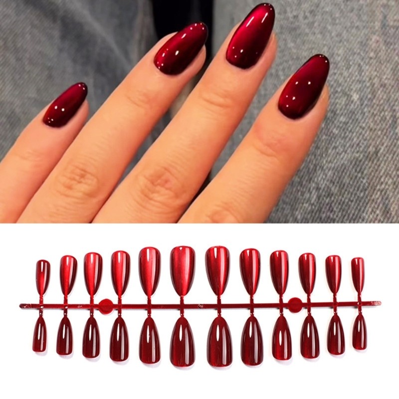 Cats Eye Short Almond on Nail Manicure Decoration for Any Occasion