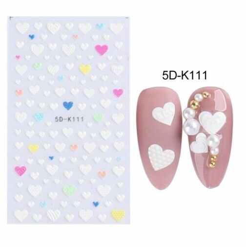 5D Embossed Nail Stickers Galaxies Star Moon Heart Engraved Adhesive DIY NS17