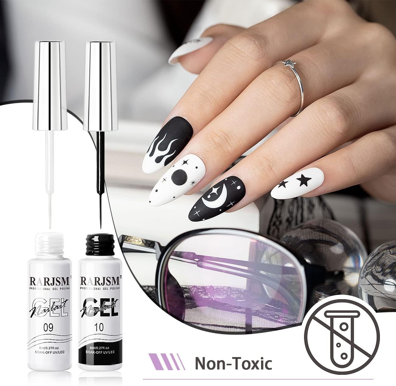 Nail Art l, Liner l Polish, Bla White Nail Design Polish