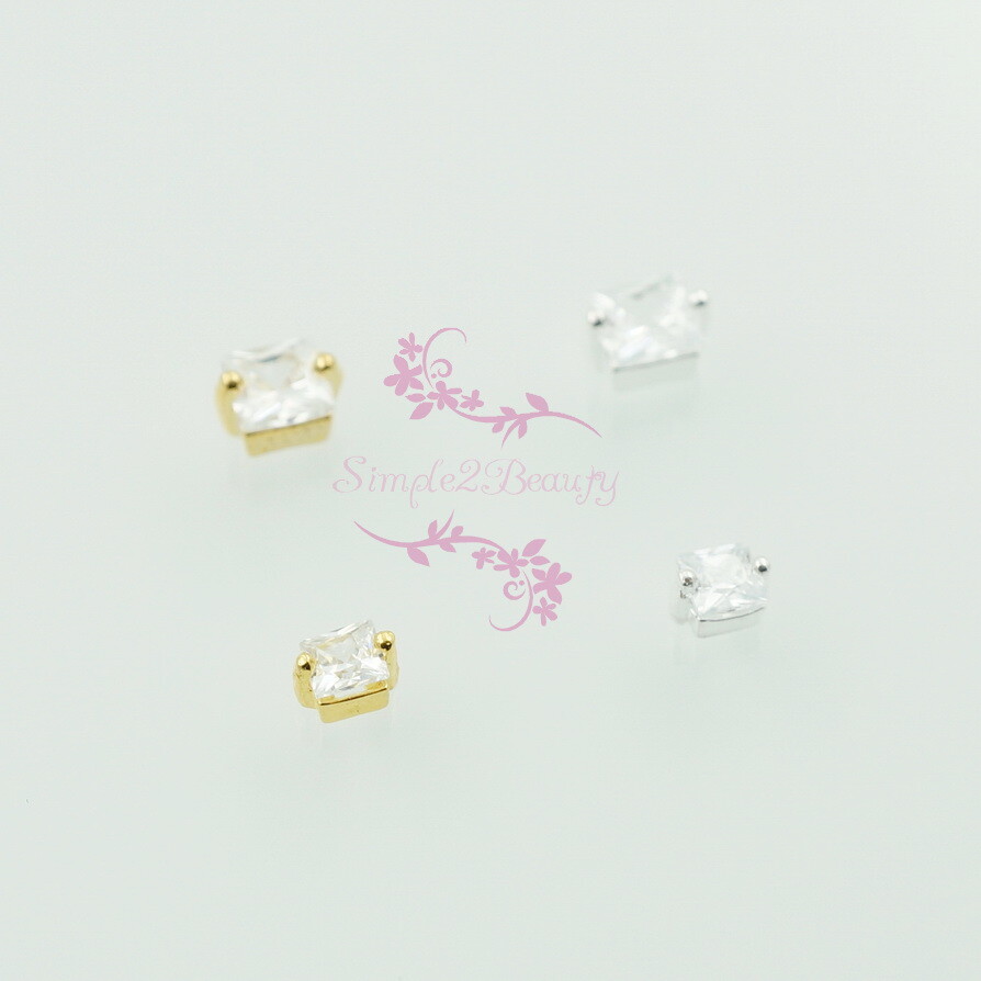 10 Square Clear Zircon Crystal Design Alloy Base Nail Art 3D Jewelry Making Deco