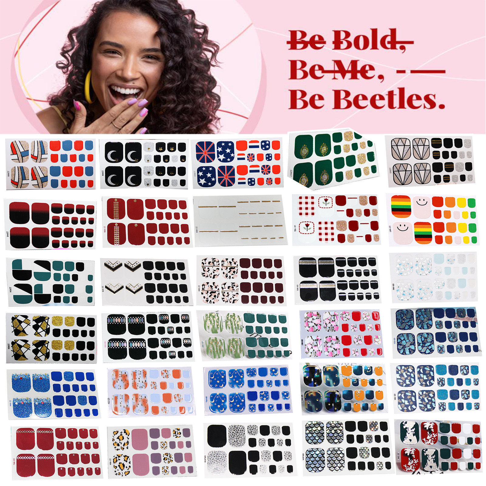 22 PCS French toenail Sticker 3D Self-Adhesive for Women DIY Nail Art Gel Polish