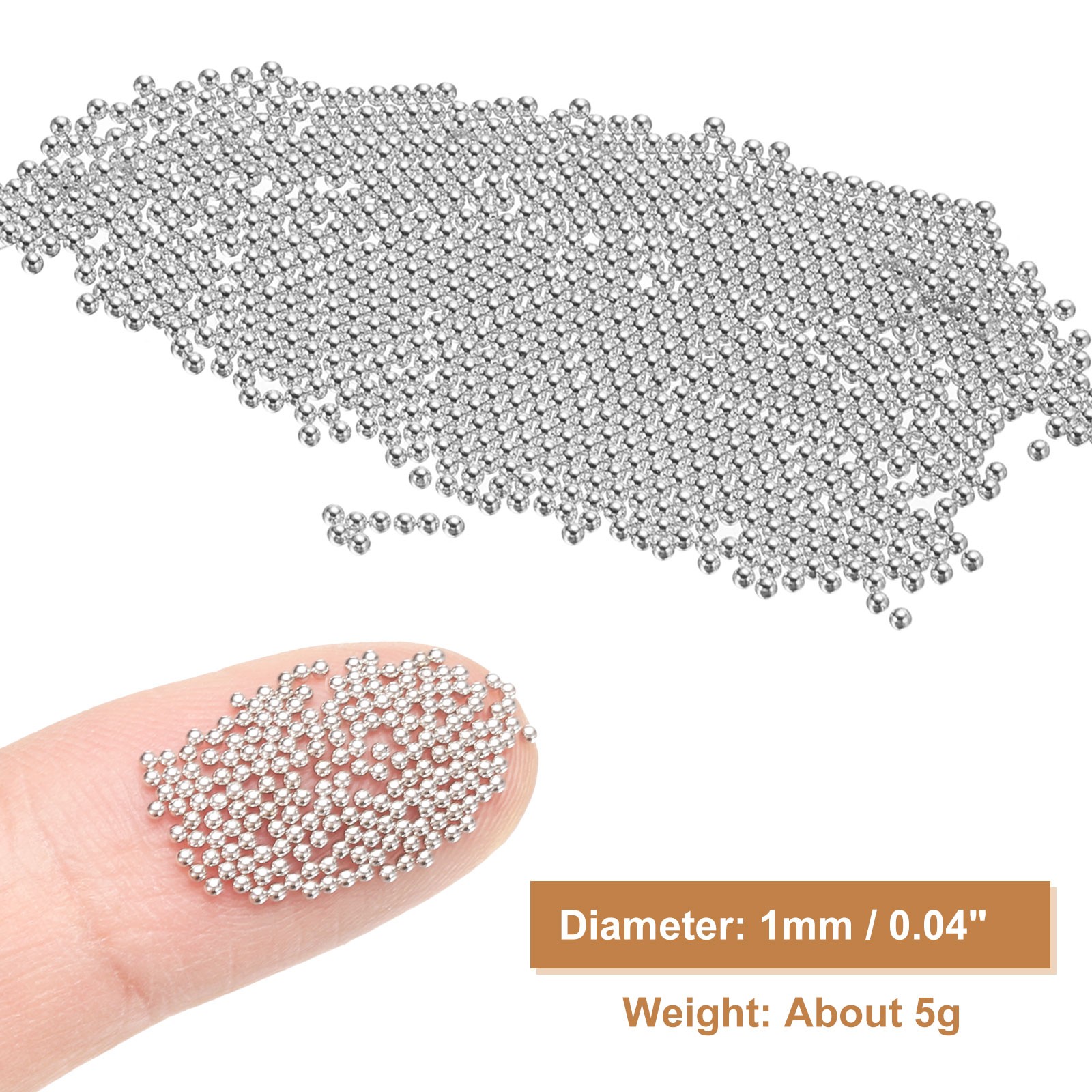 2pcs Nail Art Beads 0.04″ Mini Metal Caviar Nails Beads Ball for DIY Silver,