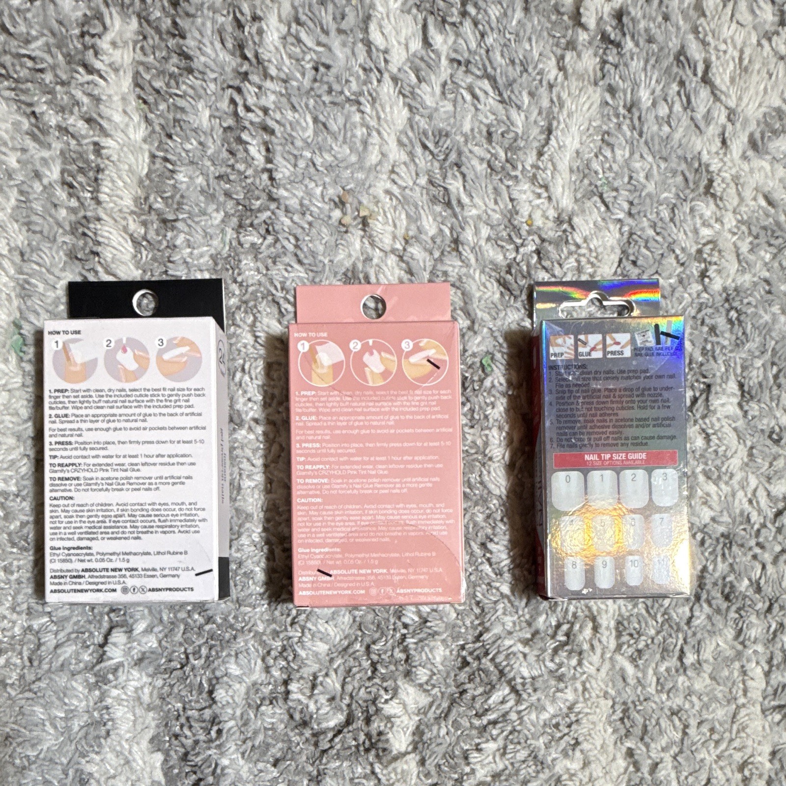 Glamify & L.A. Colors Press-On Nails 3pc French Holographic Glitter Glue