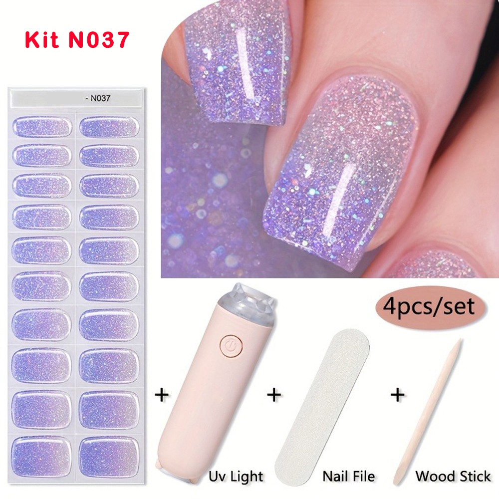 High Stability Durable Gel Nail Wraps Kit with UV Lamp for At-Home DIY Manicures