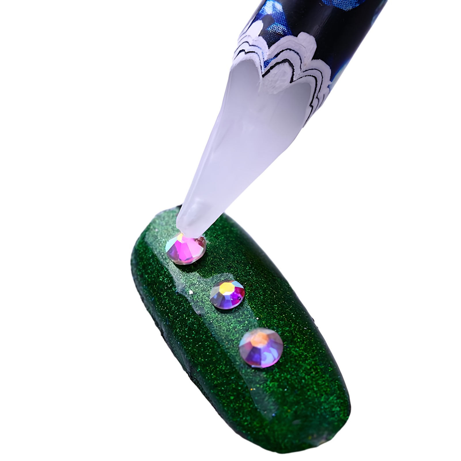 Gem Crystal Rhinestones Picker Wax Pencil Nail Art Craft Tool White, Pack of 2