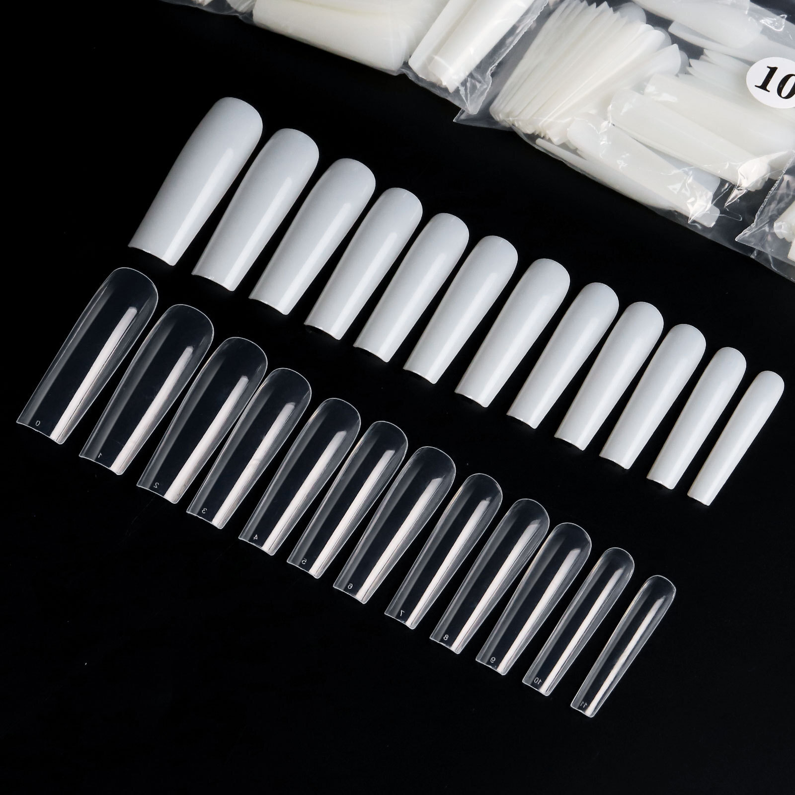 504Pcs 3XL Ballerina False Nail Tips Acrylic Full Cover Fake Nails Clear Natural