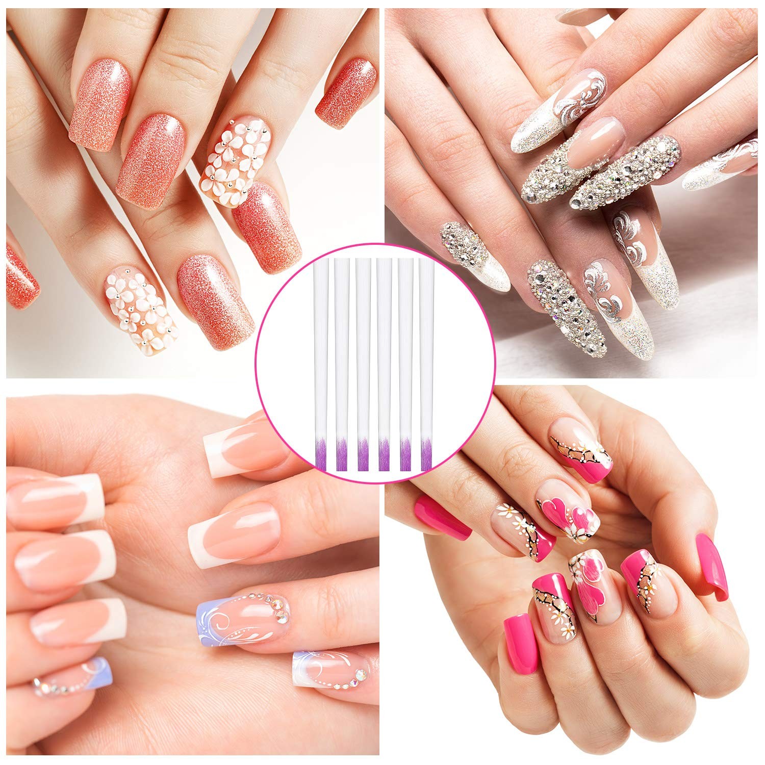 100 Pcs Fiberglass Nail Wrap Extension Kit with Pinching Clips, Fiber Nail Ki…