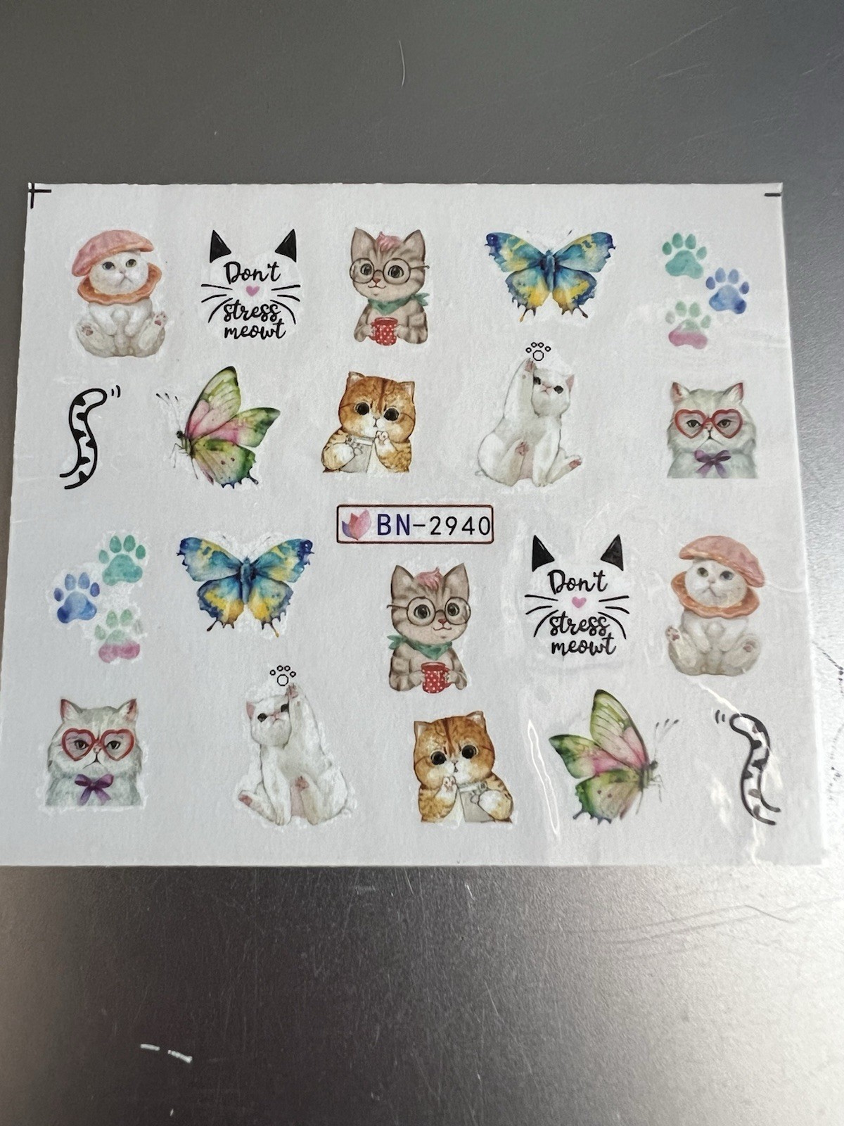 Cute Cat Nail Stickers Lovely Cat Nail Art 12 Pieces