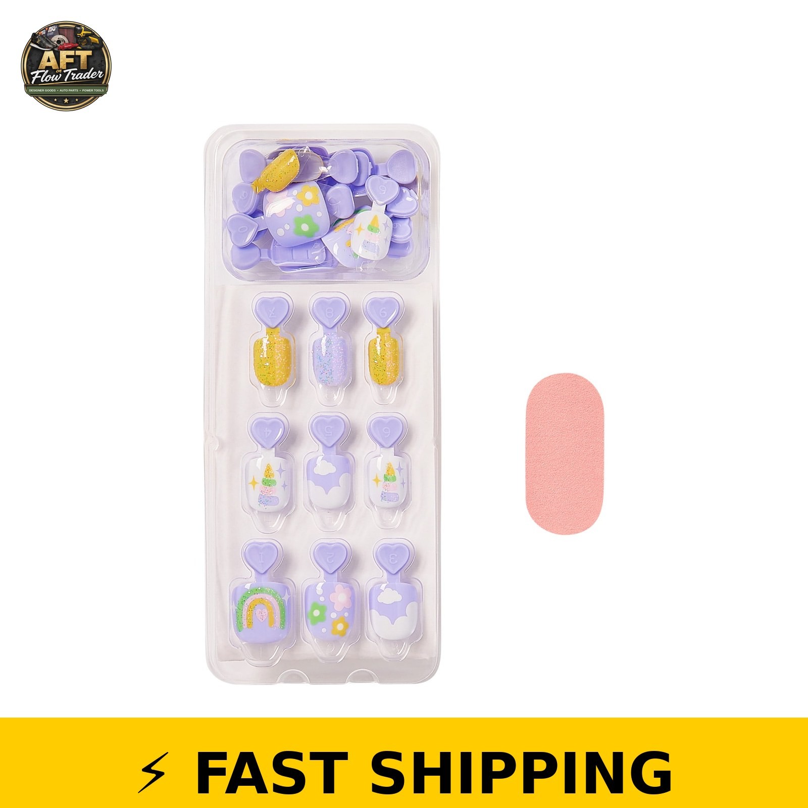 KISS Mini Press On Nails for Kids, ‘Fairest of All’, Purple, 20 Count