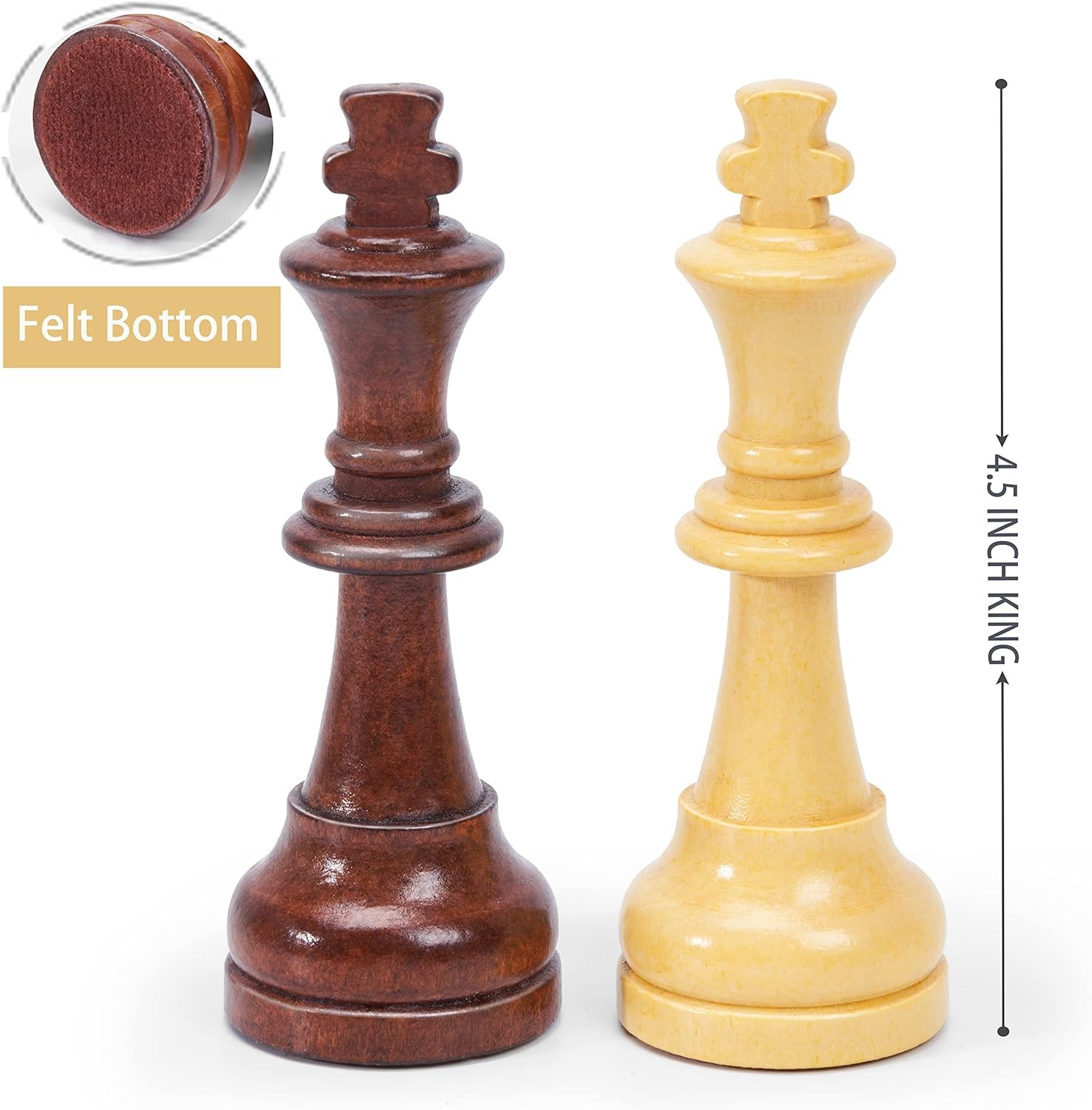 Vamslove Wooden Chess Pieces Large 4.5” King Set of 32 Luxury Staunton Wood…