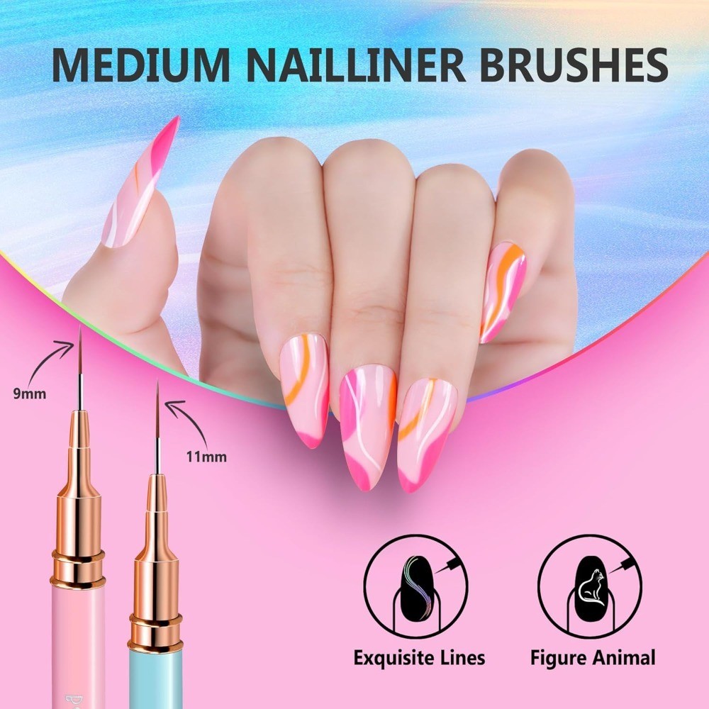 Nail Art Liner Brushes 5Pcs Professional Gel Polish Painting Design Pen Set for