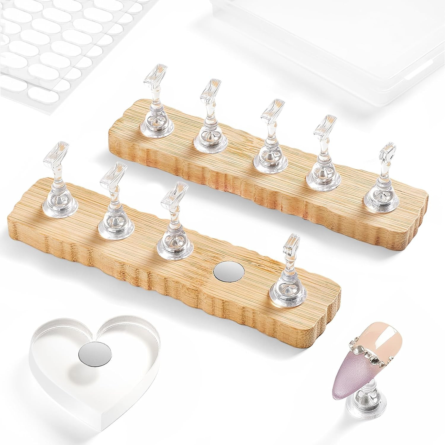 Nail Stand for Press On Nails Art Display Practice 2 Sets, 1 Heart Acrylic Magne